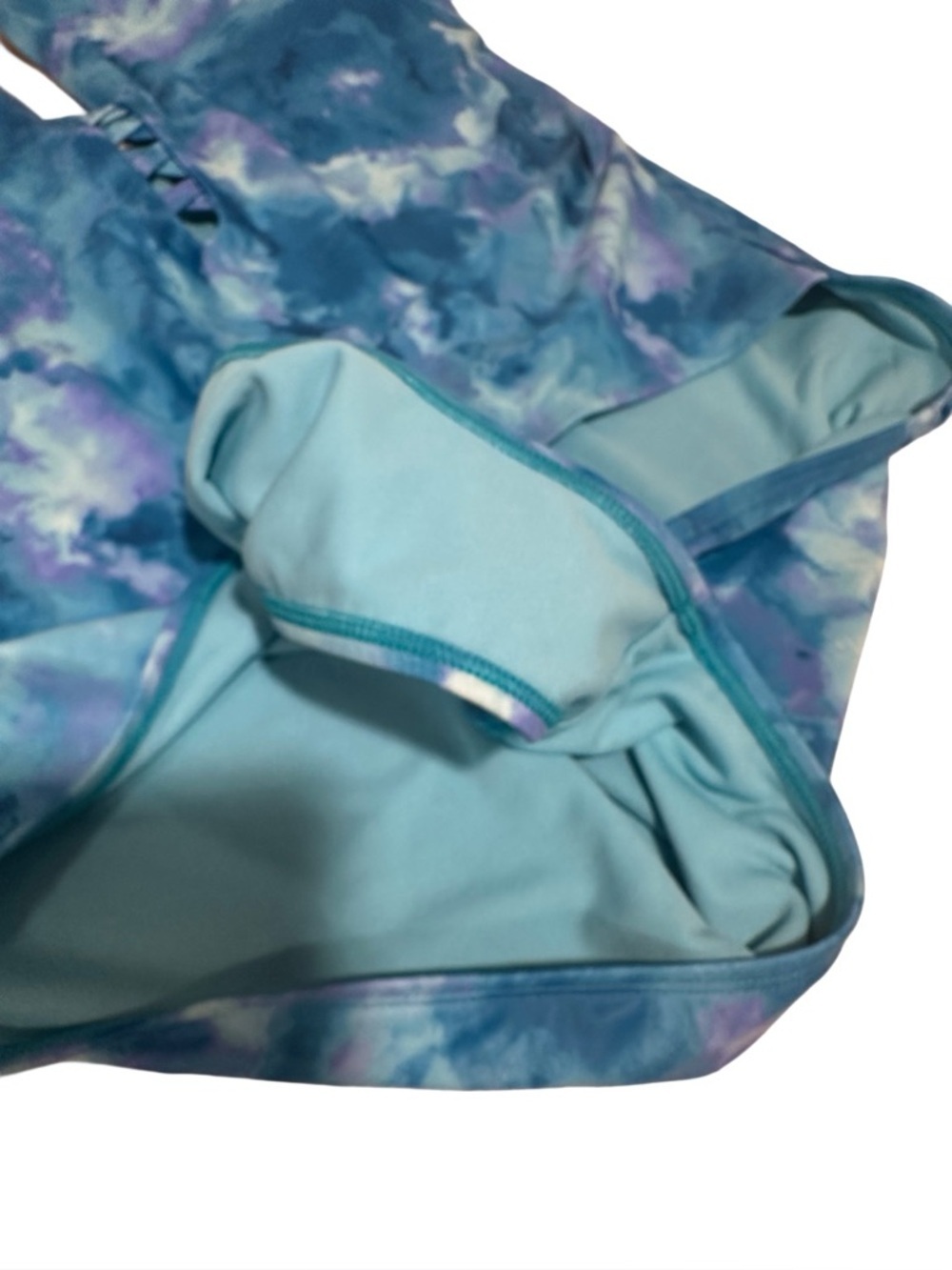 JC Penney’s Outdoor Oasis Aqua Beach Tie Dye Blue One-Piece Swimsuit XL NWT - Picture 6 of 15